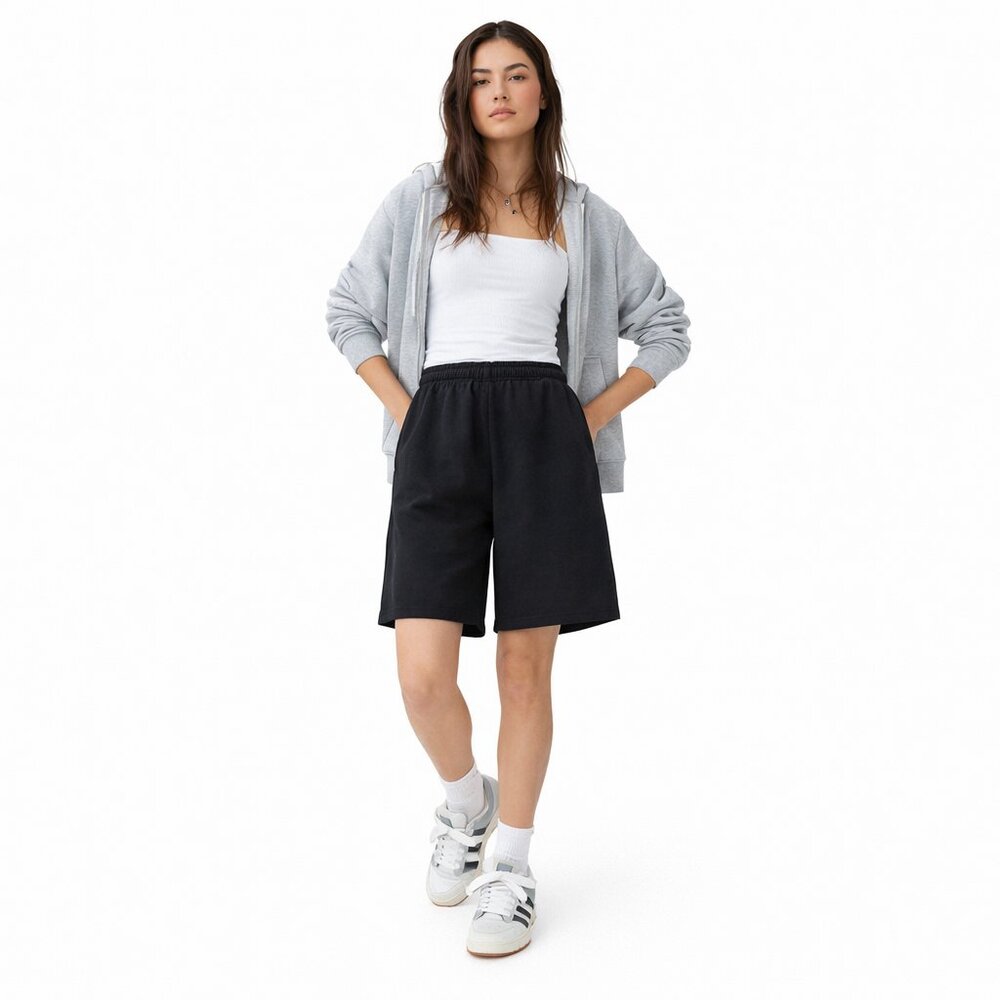 TWIK Wide Leg Boyfriend Sweat Shorts | High Waisted |  XS (also fits S)